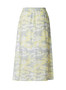 Yest Crinkle Texture Skirt in Soft Gray/Lime Print