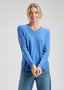 Zaget + Plover Cotton Cashmere V-Neck Sweater in Chambray
