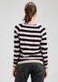 Zaget + Plover Cotton Cashmere V-Neck Striped Sweater in Petal