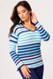 French Kyss V-Neck Striped Sweater