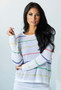 Angel Open Weave Striped Scoop Neck Sweater