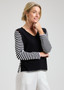 Zaget + Plover Cotton/Silk V-Neck Striped Sweater in Black