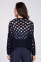 Olivia by Habitat Openweave Cotton Pullover Sweater in Navy