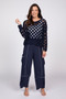 Olivia by Habitat Openweave Cotton Pullover Sweater in Navy