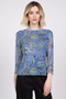 Olivia by Habitat Mesh Paisley Pullover in Blue/Green