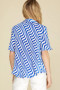 She + Sky Short Sleeve Swirl Pattern Shirt in Royal