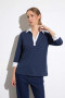 Tinta Knit Top with Embroidered Trim in Navy/White
