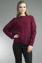 Tempo Paris Crewneck Sweater with Exaggerated Cable Design in Burgundy