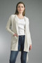 Tempo Paris Hoodie Coat Sweater with Cables in Heather Winter White