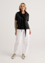 Zaget + Plover Cotton Cashmere CrewNeck Colorblocked Sweater in Charcoal