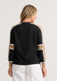 Zaget + Plover Cotton Cashmere CrewNeck Colorblocked Sweater in Charcoal