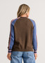 Zaget + Plover Cotton Cashmere Mockneck Reversible Sweater in Blue/Brown