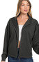 High Neck Zip Up Scuba Jacket in Black