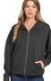High Neck Zip Up Scuba Jacket in Black