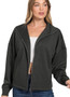 High Neck Zip Up Scuba Jacket in Black
