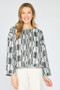 Olivia by Habitat Cropped Pullover in Geometric Gray Print