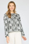Olivia by Habitat Cropped Pullover in Geometric Gray Print