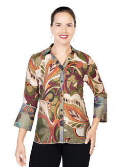 Variations Abstract Print Shirt in Olive Combo