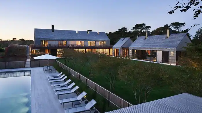 Pierson's Way with Hamptons-inspired interiors, featuring timber-clad sections and rusted steel walkways.