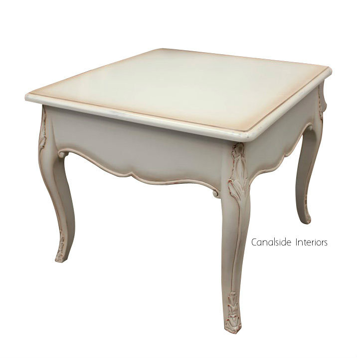 Laurent Side Table Coffee Table Distressed White FRENCH  FURNITURE, TABLES, TABLES Coffee Tables, TABLES Side Tables, LIVING Room, LIVING Coffee & Side Tables