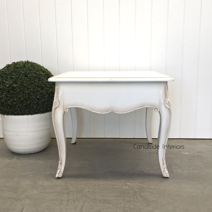 Laurent Side Table Coffee Table Distressed White FRENCH  FURNITURE, TABLES, TABLES Coffee Tables, TABLES Side Tables, LIVING Room, LIVING Coffee & Side Tables