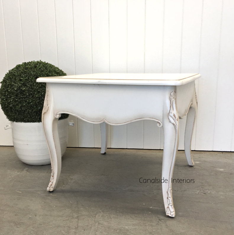 Laurent Side Table Coffee Table Distressed White FRENCH  FURNITURE, TABLES, TABLES Coffee Tables, TABLES Side Tables, LIVING Room, LIVING Coffee & Side Tables