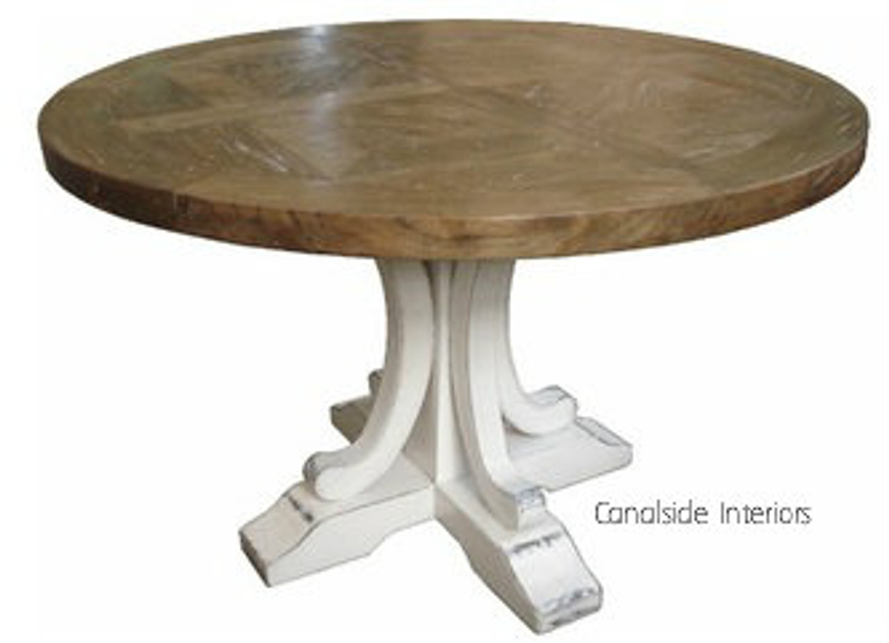 Artisan Parquetry Top Round Dining Table Canalside Interiors