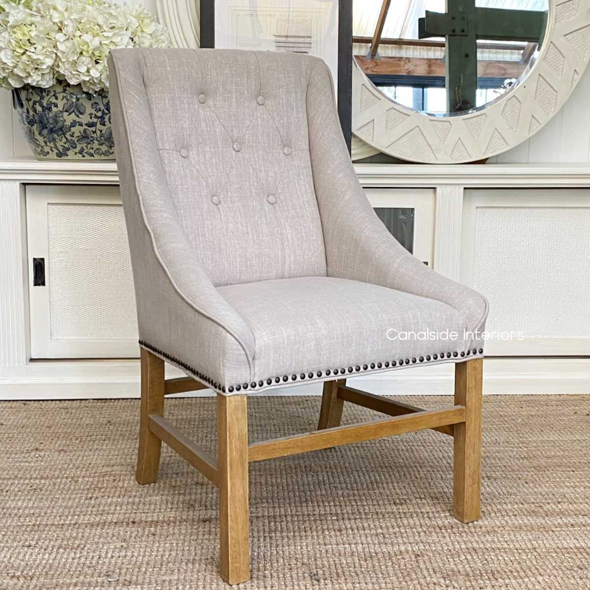 Empire Upholstered Dining Chair Cream- Canalside Interiors