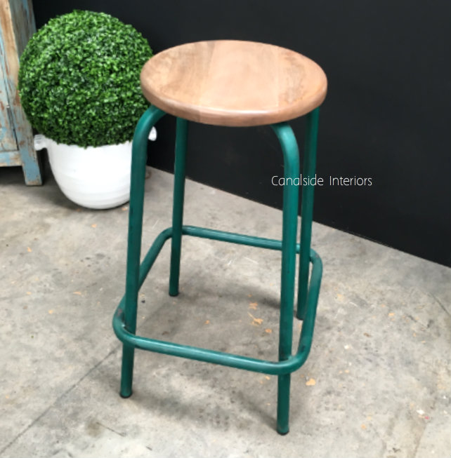 Axis Industrial Bar Stool Distressed Green