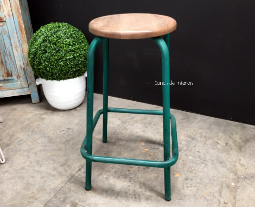 Axis Industrial Bar Stool Distressed Green