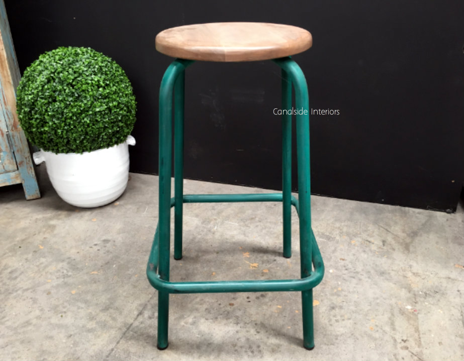 Axis Industrial Bar Stool Distressed Green
