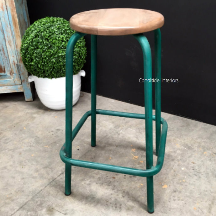Axis Industrial Bar Stool Distressed Green