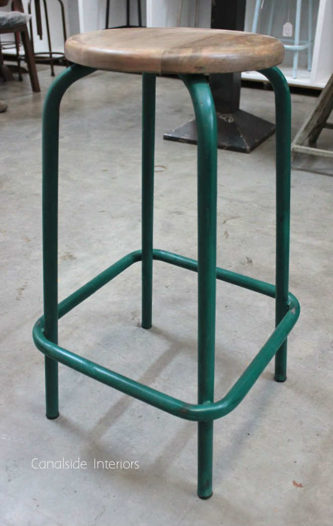 Axis Industrial Bar Stool Distressed Green