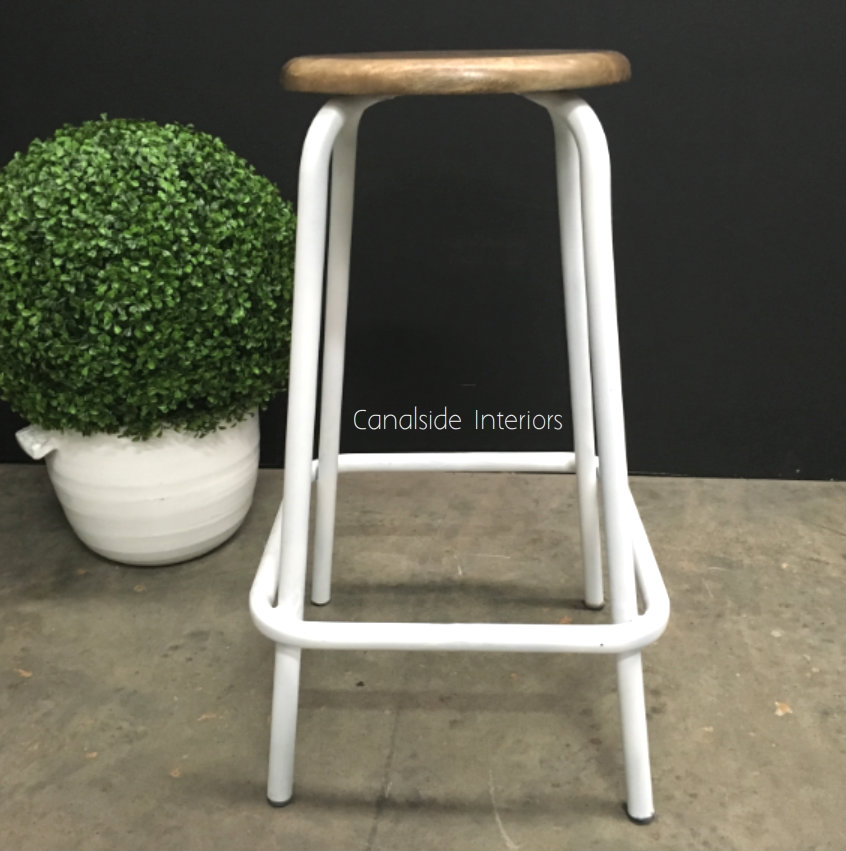 Axis Industrial Bar Stool Distressed White