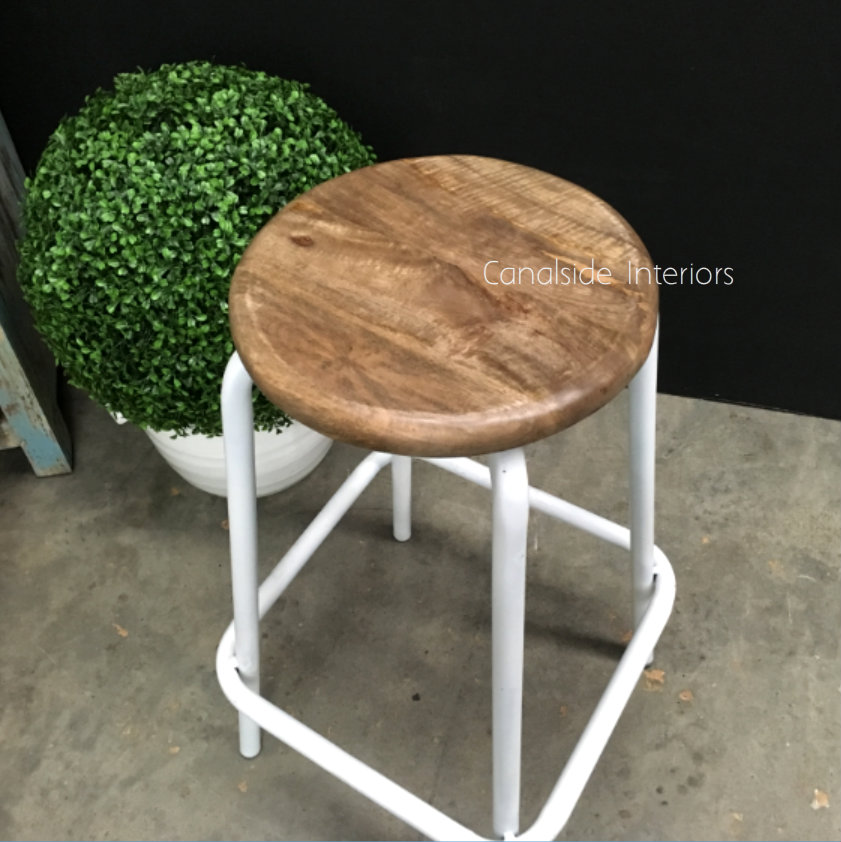 Axis Industrial Bar Stool Distressed White