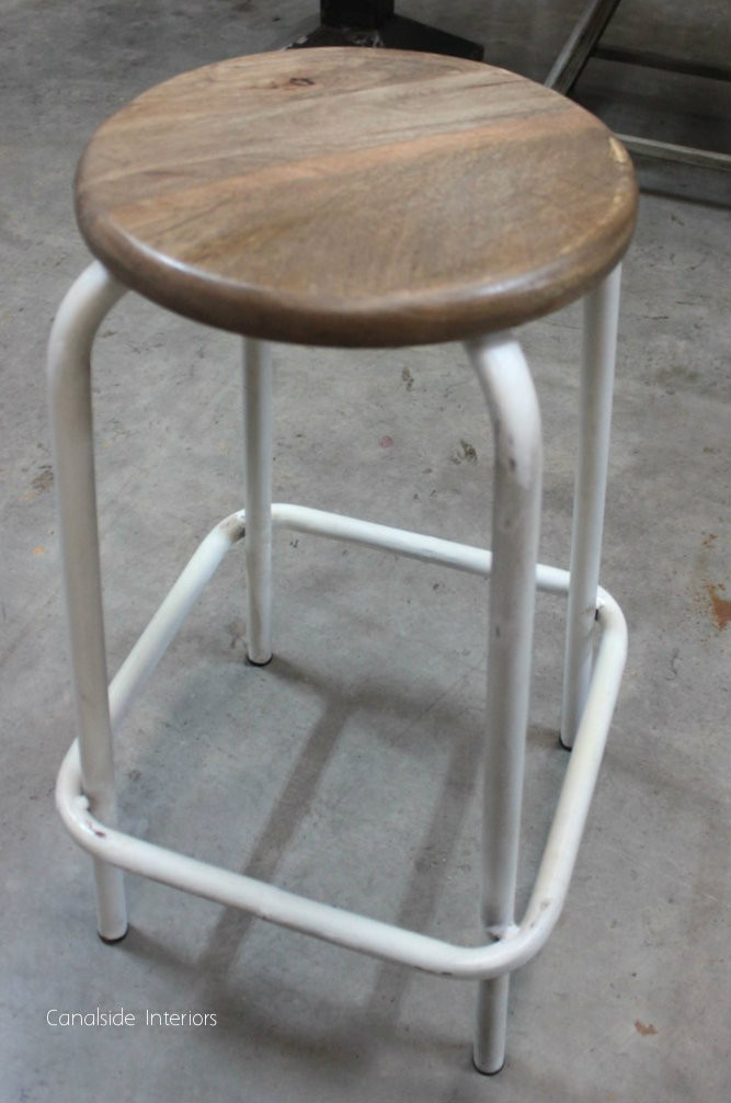 Axis Industrial Bar Stool Distressed White