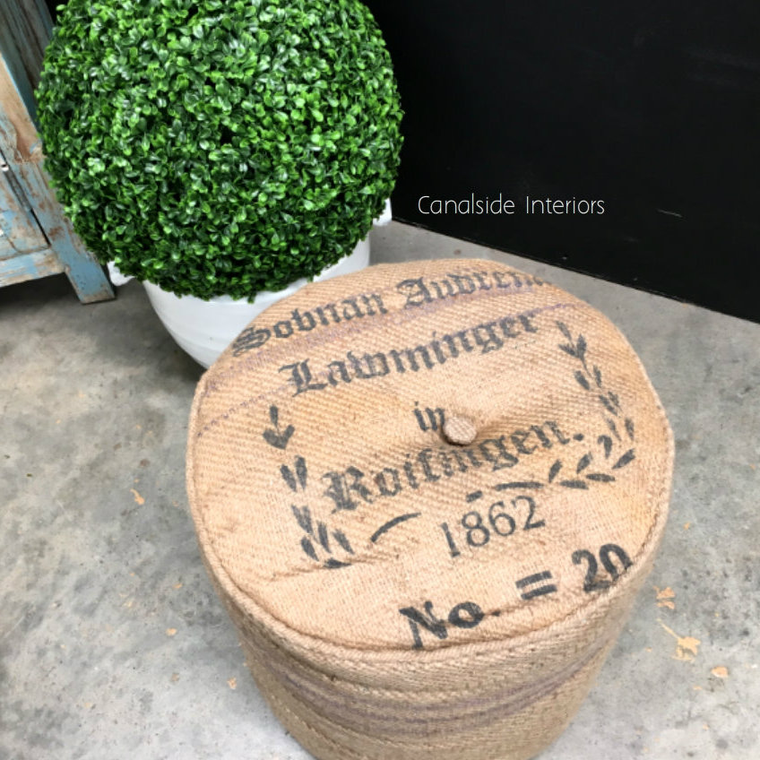 Zoe Hessian Ottoman 1862 Print  INDUSTRIAL RUSTIC Style, Accessories, CHAIRS, CAFE FURNITURE, CHAIRS Stools, BEDROOM Headboards & Ottomans, CAFE FURNITURE Stools & Chairs