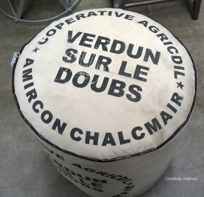 Zoe Cream OttomanPouf Cream Verdun Print  INDUSTRIAL RUSTIC Style, Accessories, CHAIRS, CAFE FURNITURE, HAMPTONS Style, PLANTATION Style, CHAIRS Stools, BEDROOM Headboards & Ottomans, CAFE FURNITURE Stools & Chairs