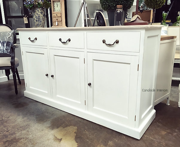 Clermont Sideboard White with limewash top  FRENCH  FURNITURE, HAMPTONS Style, PLANTATION Style, LIVING Room, LIVING TV Media & Storage, TABLES Sideboards & Buffets, STORAGE, STORAGE Sideboards & Buffets
