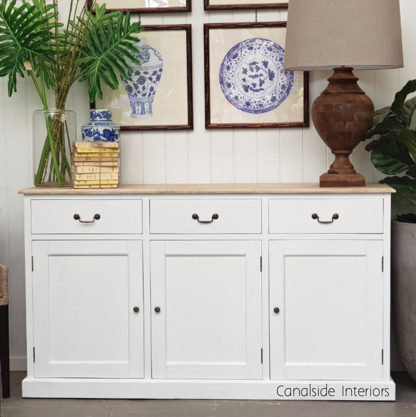 Clermont Sideboard White with limewash top  FRENCH  FURNITURE, HAMPTONS Style, PLANTATION Style, LIVING Room, LIVING TV Media & Storage, TABLES Sideboards & Buffets, STORAGE, STORAGE Sideboards & Buffets