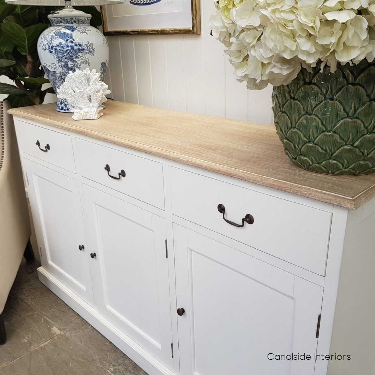 Clermont Sideboard White with limewash top  FRENCH  FURNITURE, HAMPTONS Style, PLANTATION Style, LIVING Room, LIVING TV Media & Storage, TABLES Sideboards & Buffets, STORAGE, STORAGE Sideboards & Buffets