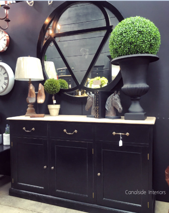 Clermont Sideboard Black with limewash top