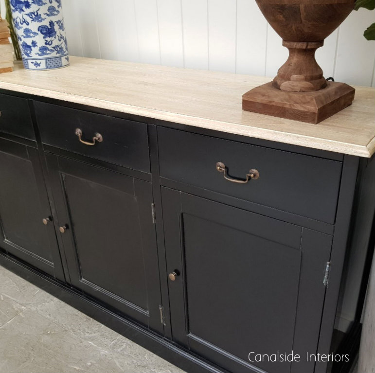 Clermont Sideboard Black with limewash top