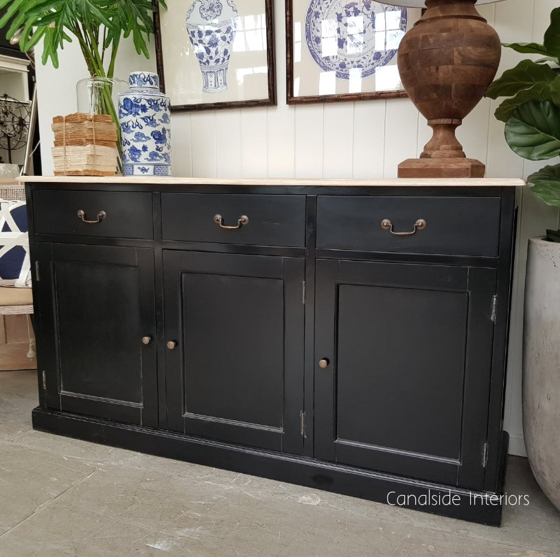 Clermont Sideboard Black with limewash top
