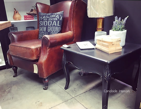 Laurent Side Table Coffee Table Black Distressed