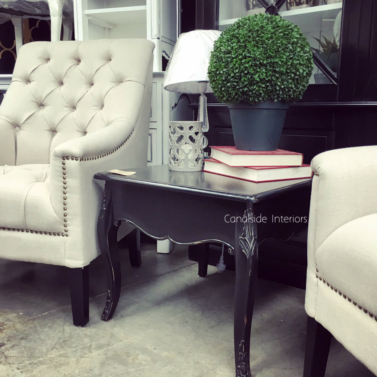 Laurent Side Table Coffee Table Black Distressed