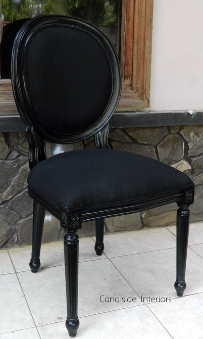 Princess LXVI Dining Chair Black with Black Charcoal upholstery  FRENCH  FURNITURE, CHAIRS, HAMPTONS Style, PLANTATION Style, CHAIRS Dining