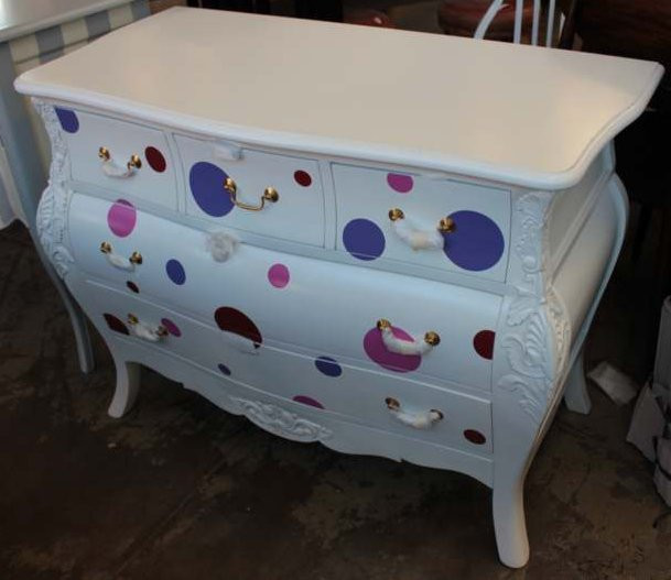 Couleur Bombe French Commode Grey with Yellow Polka Dots