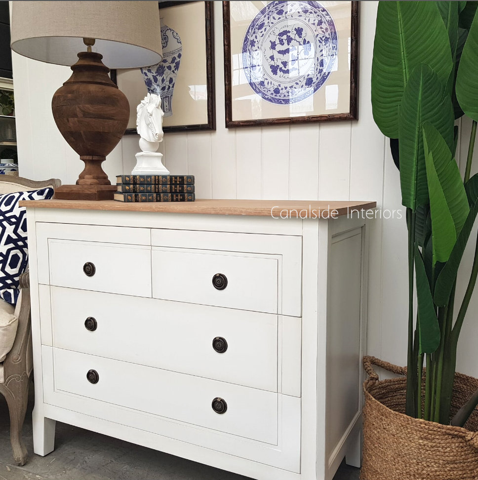 Beckett Chest of Drawers Distressed White Limewash Top  BEDROOM, HAMPTONS Style, PLANTATION Style, BEDROOM Chests & Commodes, TABLES Sideboards & Buffets, STORAGE, STORAGE Sideboards & Buffets