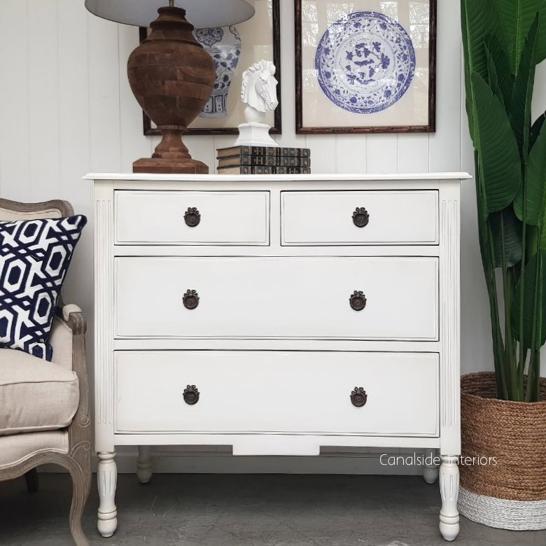 Elissa Chest of Drawers Distr. White  FRENCH  FURNITURE, BEDROOM, HAMPTONS Style, PLANTATION Style, BEDROOM Chests & Commodes, TABLES Sideboards & Buffets, STORAGE, STORAGE Sideboards & Buffets